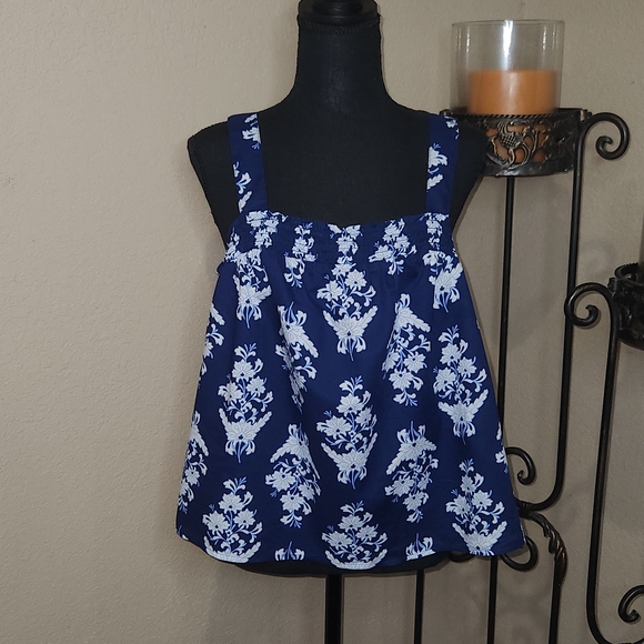 J. Crew Tops - J. Crew Blue and White‎ Sleeveless Boxy Tank Top